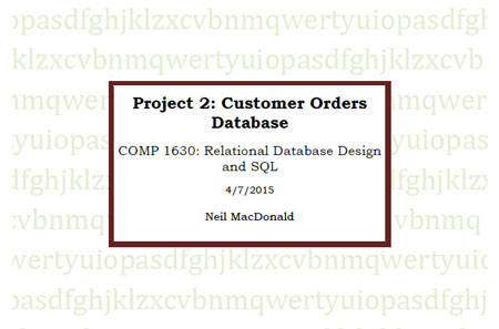 Customer Orders Database screenshot