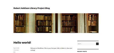 Robert Addison Library Project Blog screenshot